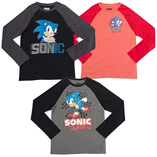 SEGA Sonic The Hedgehog 3 Pack Long Sleeve Graphic T-Shirts