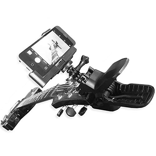 Guitar Headstock Cell Phone Clamp Clip Mount for Smartphones and Gopro Action Cameras ~ Close Up Home Recording