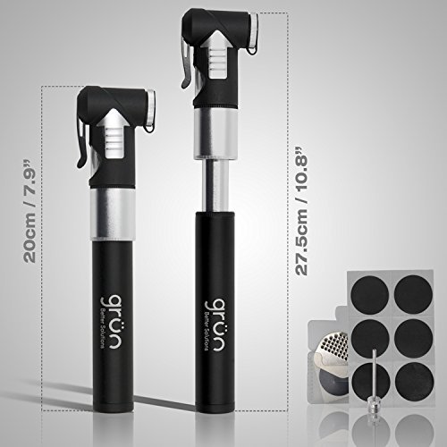 image for GRÜN Super Strong Mini Bike Pump Set. FREE Inner Tubes. Never Worry A