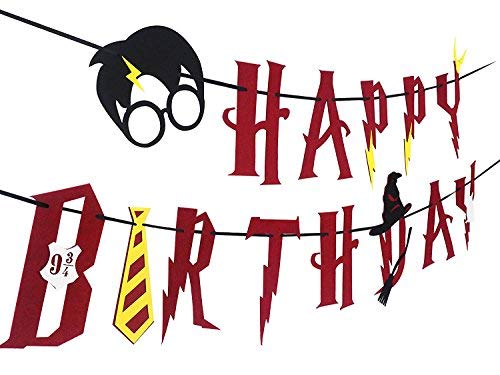 DK Harry Potter Party Supplies - Happy Birthday Banner Felt Garland Party Decoration, Red - //coolthings.us