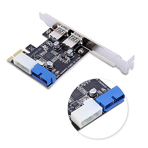 V BESTLIFE PCI-E to Smart 2 Ports USB3.0 Expansion Serial Card Adapter with Front 19PIN Interface, Support Windows XP 32/64, Windows 7 32/64, Windows8, Windows8.1, Windows10 Operating System