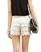 MULLSAN Women's Fitted Scallop Hem Crochet Tiered Lace Sexy Shorts (X-Large, White)