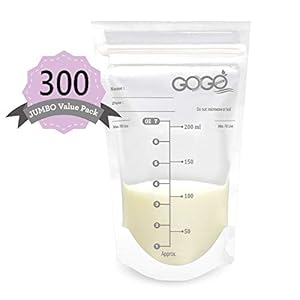 300 Count (5 Pack of 60 Bags) JUMBO Value Pack Breastmilk Storage Bags – 7 OZ, EACH PRE-STERILIZED By Gamma Ray, BPA…