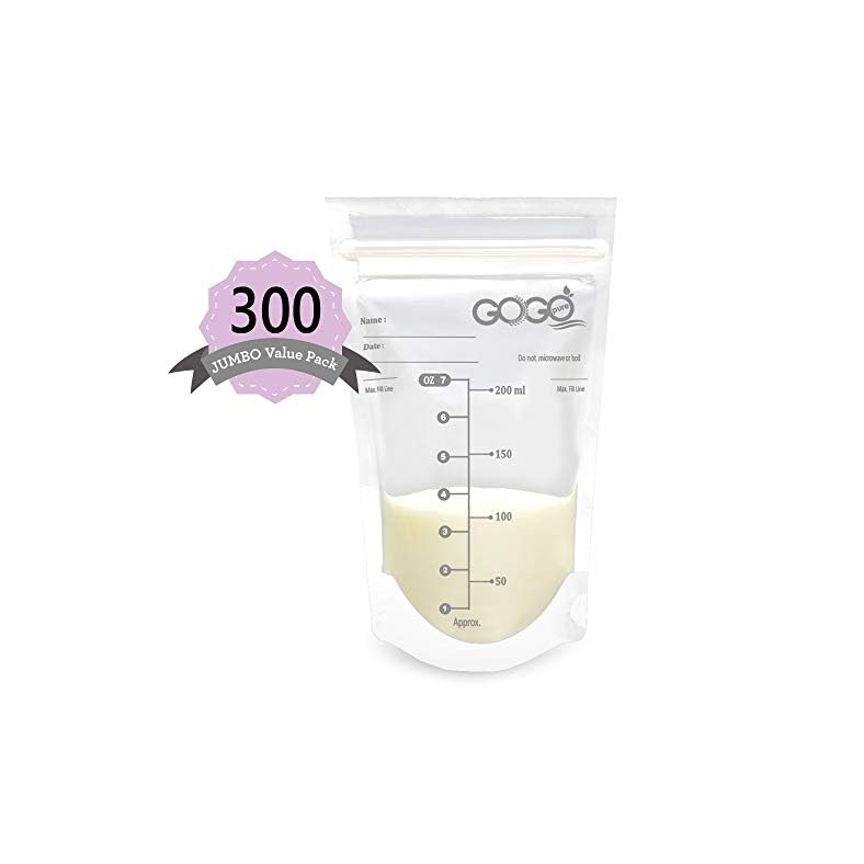 300 Count (5 Pack of 60 Bags) JUMBO Value Pack Breastmilk Storage Bags – 7 OZ, EACH PRE-STERILIZED By Gamma Ray, BPA…