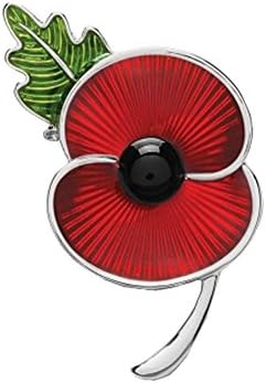 Poppy Brooches Remembrance Sunday Red Flower Rhinestone Badges Banquet Enamel Poppy Lapel Pin