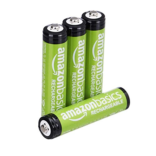 Amazon Basics 4 Pack AAA 800 mAh Rechageable Batteries with 4-Hour Rapid Battery Charger Set, Overcharge Protection, Pre-Charged