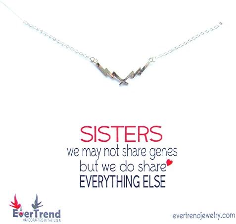 Unbiological Sisters Silver Double Lightning Bolt Necklace, Best Friend Gift