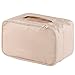 JJ POWER Travel Underwear Organizer Bag, Lightweight Double Layer Large Capacity Cosmetic Bag- Multiple Compartments and Pockets (Cream)