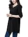 Messic Women's 3/4 Cuffed Sleeve Shirt Casual V Neck Pleated Flowy Henley Tunic Tops (43#Black, XX-Large)