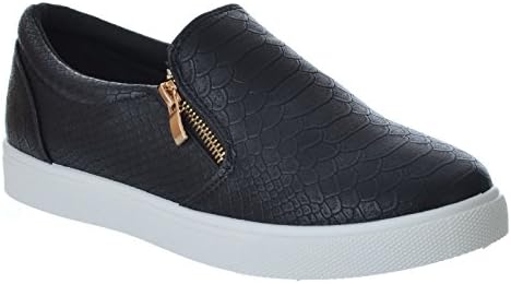 Womens Ladies Girls New Slip ON Flat Skater Gold Zip UP Smart Casual Trainers Sneakers Plimsolls Pumps Shoes Size