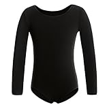 MAGIC TOWN Long Sleeve Leotard for Toddler Girls Ballet Dance (6-8,Black)