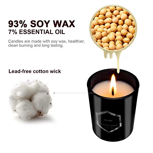 YINUO LIGHT Red Flame Luxury Scented Candles, 6 Pack Black Glass Soy Wax Candle Gift Set for Women Birthday, Anniversary, Valentine's Day
