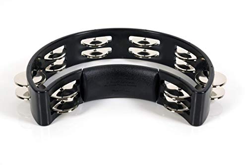 RhythmTech RT1010 Tambourine, Nickel Jingles, Black