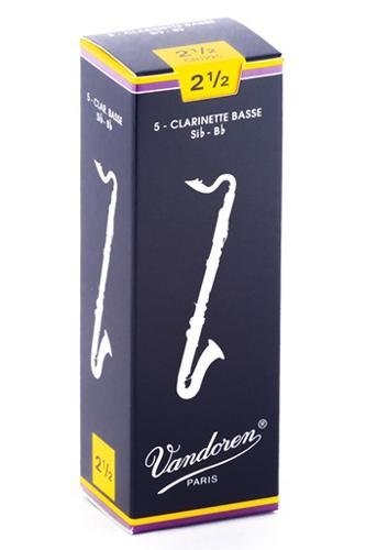 Vandoren Traditional Bass Clarinet Reeds Strength 2.5 Box of 5