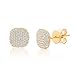 Mia Sarine Womens Cubic Zirconia Pave Cushion Post Earrings in Yellow Gold over Sterling Silver
