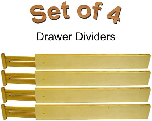 Quality Hardwood Kitchen Drawer Dividers and Organizer, 4 pc set