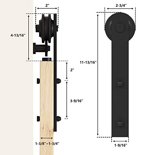 skysen 5FT Single Door Sliding Barn Door Hardware Track Kit Black (I
