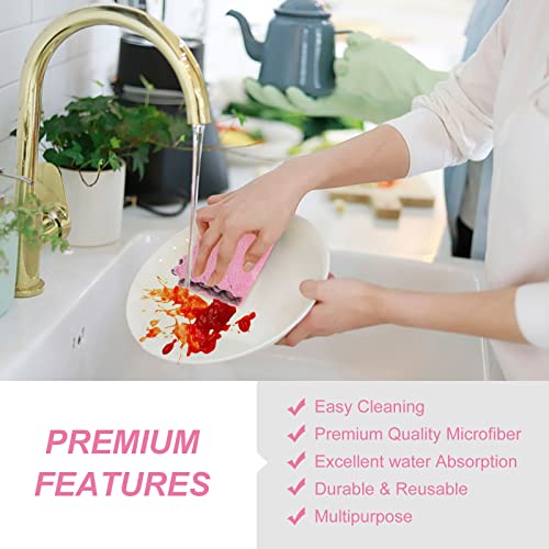 20 Packs Kitchen Cloth Dish Towels, Nonstick Oil Fast Drying Washcloths, Premium Dish Cloths for Kitchen, Car, Bathroom Cleaning, Reusable Highly Absorbent Cleaning Clothes, Purple&Grey