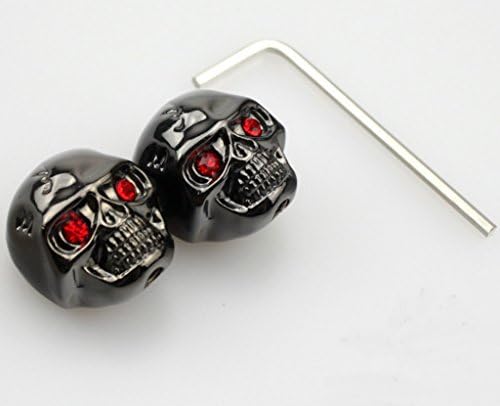 2Pcs Red Eye Skull Head Black Chrome Metal Guitar Volume Tone Control Knob