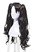 ROLECOS Tohsaka Rin Cosplay Wigs Womens Long Wavy 2 Ponytails Synthetic Wig Dark Brown