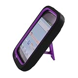 For Huawei Ascend Y M866 H866C Hybrid Hard Rubber Case Purple Black With Stand