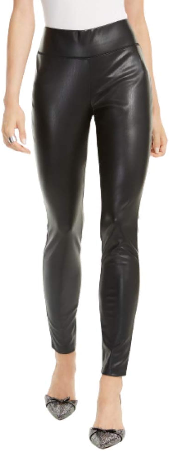 I N C Petite FauxLeather Skinny Pants Deep Black 16P at Amazon Women’s