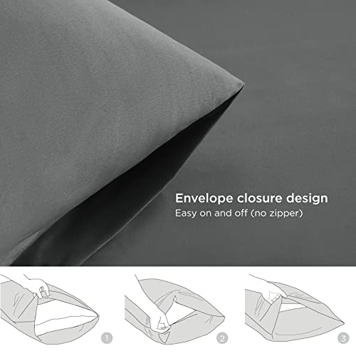 Bedsure King Size Pillowcases 2 Dark Grey King Pillow Cases Set of 2
