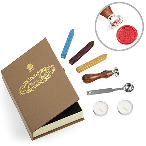 Mceal Vintage Wax Seal Stamp Kit, Silver Seal with Rosewood Handle, Gothic Letter R