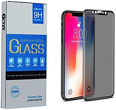 iPhone X Privacy Screen Protector - Qilang 4D Curved Anti-Spy Anti-Peep Full Coverage Tempered Glass Screen Cover Shield for Apple iPhone X / iPhone 10 , 5.8 Inch – Black