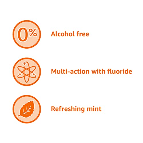 AMAZON BASICS FLUORIDE MOUTHWASH FOR ADULTS, ANTICAVITY, ALCOHOL FREE – REFRESHING MINT FLAVOR, 1 LITER, 1-PACK