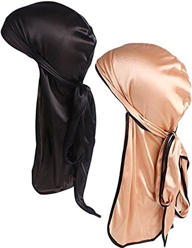 Unisex Silky Durag Extra Long-Tail durag and Wide Straps Headwraps Pirate Cap (Group 1)
