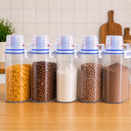 Kit 5 Unids Potes Herméticos 2 Litros Organizador Para Cozinha e Lavanderia