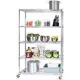 Seville Classics UltraDurable Commercial-Grade 5-Tier NSF-Certified Steel Wire Shelving with Wheels, 48