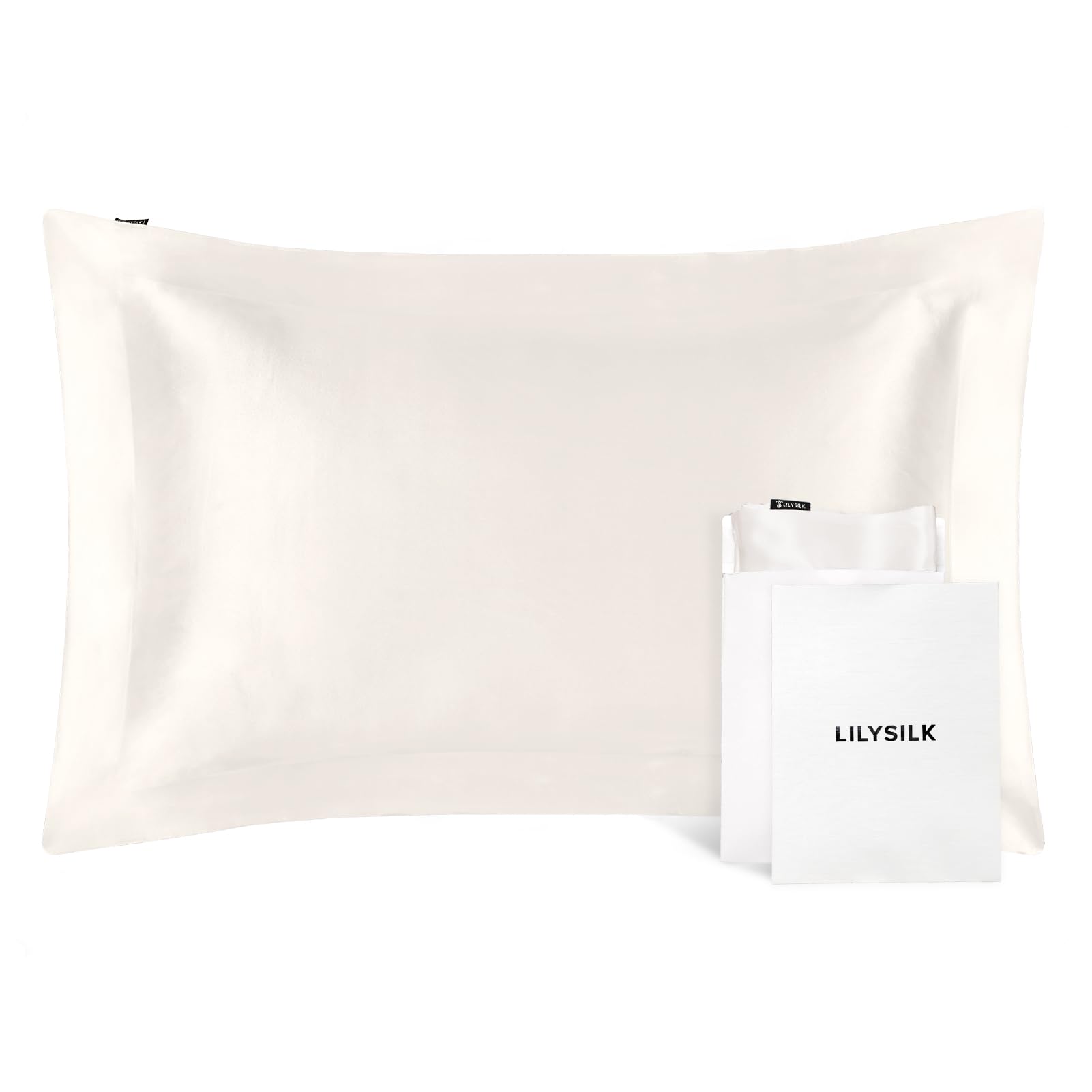 Photo 1 of LILYSILK 100% Silk Pillowcase 1PC 25MM Pure Bed Pillowcase for Hair & Skin Oxford Envelope Double-Sides Charmeuse Silk,Ivory Standard 20x26 inches