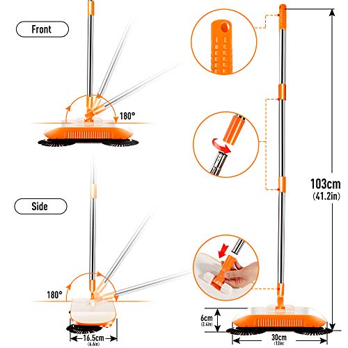 Household Cleaning Floor Sweeper 360 Hand Push Broom Sweeper Non Electric for Tile,Marble, and Hardwood