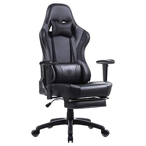 Dowinx Gaming Chair Ergonomic Racing Style Recliner With Massage Lumbar  Support, Office Armchair Computer Pu Leather E Sports Gamer Chairs  Retractable
