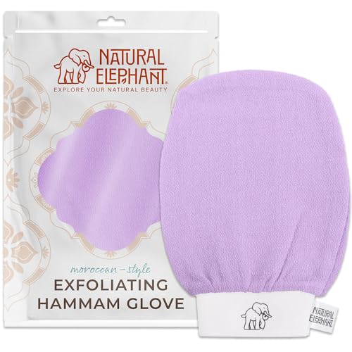 Natural Elephant Exfoliating Hammam Glove | Authentic Moroccan Kessa Body Scrub Mitt for Spa-Quality Skin Renewal | Lovely Lilac Single
