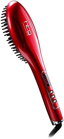 HTG Hair Straightening Brush+Fast Natural Straight Hair Styling+Anion Hair Care, Anti Scald, Massage Straightening Irons+Detangling Hair Brush Ceramic Keratin Brush iron (Red)