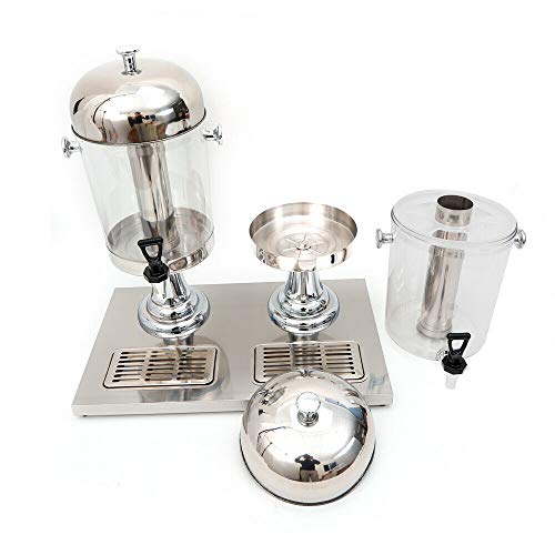 WUPYI Double Beverage Dispenser, Juice Drink Dispenser Frozen Cold Drink Dispenser with Recessed Drip Trays,2.1 Gallon Each Jug,for Commercial,Party,Hotel (Silver) - Thumbnail 5