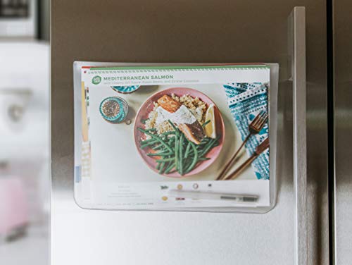 2 Pack UkiUnni Magnetic File Folder, Refrigerator Mail Holder, Recipe Organizer, Passport Pouch for Travel - Transparent