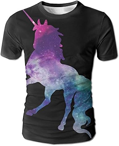DIMANNU Men's 3D Full Print T Shirts Unicorn Glittering Space Casual Short Sleeves Tees