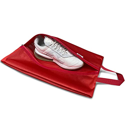 Shoe Bags for Travel, TPU Water Resistant Shoe Storage Organizer Shoe Pouch with Zipper, for Men Women Kids (Red)