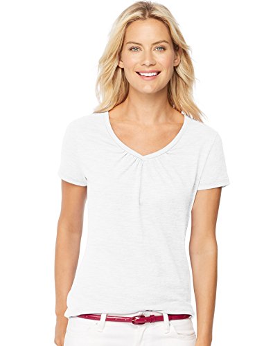 Hanes Womens Short-Sleeve Shirred V 