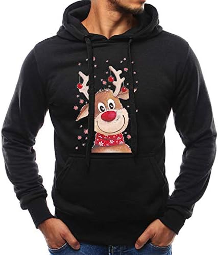 Simayixx Mens Christmas Clothes Hoodie Sweater Plus Size Reindeer Holiday Sweatshirt Cute Ugly Pullover Jumper