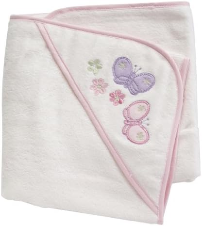 Velour Hooded Towel - 100% Cotton - with Pink colored edging - Butterfly