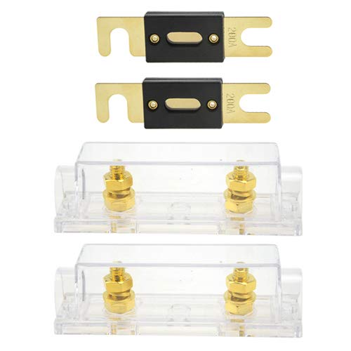 WMYCONGCONG 2 PCS 2 PCS 200 Amp ANL Fuse + ANL Fuse Holder, Gold Plated for Car Audio and Video System