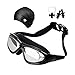 Swimming Goggles, No Leaking, Anti-Fog, UV Protection Swimming Glasses with Swimming Cap, Ear Plugs, Nose Clip and Protective Case, Adjustable Strap Comfortable Fit for Men