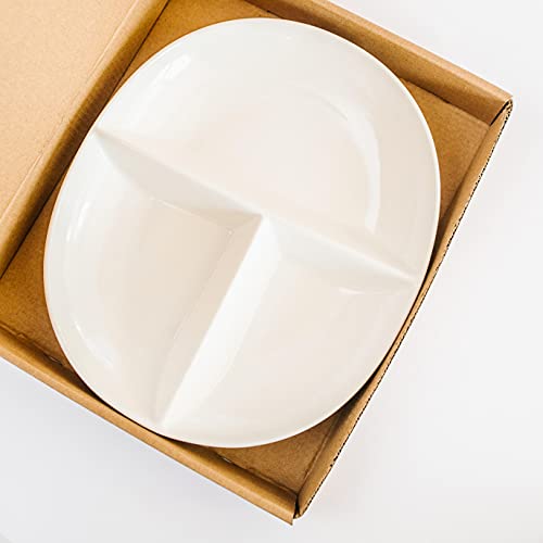 Portion Control Plate for Healthy Eating & Bariatric Diet Divided Porcelain Dinner Plate (1