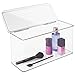 mDesign Plastic Makeup Cosmetic Beauty Storage Organizer Box Containers with Hinged Lid for Vanity Drawers - Holds Lipstick, Lip Gloss, Brushes, Jewelry, and Accessories - Lumiere Collection - Clear