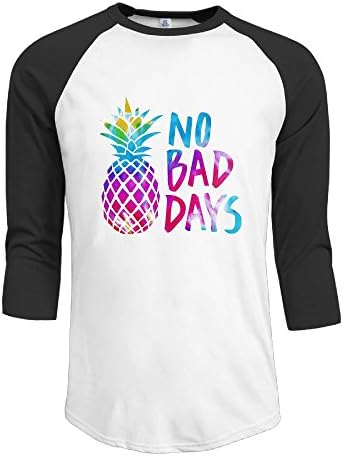 OOut Qiang Qiang Men's No Bad Days Pineapple3 Raglan Shirt 3/4 Sleeve T-shirt S